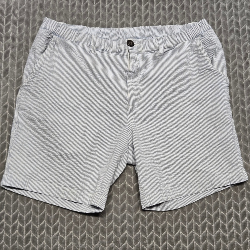 Chubbies Originals Mens XL Blue White Striped Seersucker 7 Inch Inseam Shorts